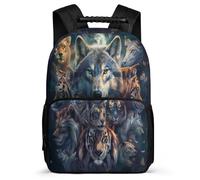 TPISLI Wolf Tiger School Backpack Year 3-6 for Kids and Teens 8-12 Years Animal Wolves Bookbag Kids and Teens, Soft Felt Details Sturdy Handle Outdoor Day Trips