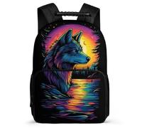 TPISLI Wolve Bookbag for Students School Years 1-4 Animal Wolf Backpack Primary Age 6-11 Girls Boys, Soft Felt Details Lightweight Daily Essentials