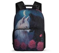 TPISLI Wolve Design Rucksack for Students 6-11 Years Animal Wolf Print Rucksack for Kids and Teens Primary School, Soft Felt Details Lightweight Back to School Gift