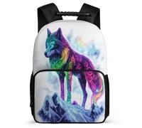 TPISLI Wolve Design School Backpack for Boys 8-12 Years Animal Wolf Print Backpack for Students School Years 1-4, Soft Felt Details Lightweight Birthday Gift
