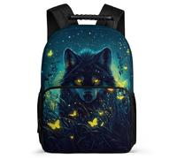 TPISLI Wolve Design School Backpack for Boys Year 3-6 Animal Wolf Print Bookbag School Years 2-5 Kids and Teens, Side Pockets Soft Felt Details Travel Daily Use