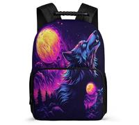 TPISLI Wolve Illustration Rucksack for Children Primary Classes Animal Wolf Design School Bag 7-11 Year Olds Kids and Teens, Durable Adjustable Straps Daily Essentials