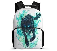 TPISLI Wolve Motif Backpack for Boys Girls Year 3-6, Animal Wolf Pattern Rucksack for Students, Lightweight School Bag, Side Pockets, Padded Back, Travel Daily Use