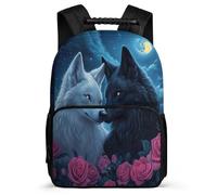 TPISLI Wolve Motif Rucksack for Boys Girls 7-11 Year Olds, Animal Wolf Pattern Bookbag for Girls Boys, Durable Backpack, Side Pockets, Padded Back, Travel Daily Use