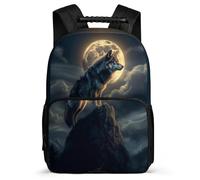TPISLI Wolve Motif Rucksack Primary Classes for Kids and Teens 7-11 Year Olds Animal Wolf Pattern Daypack Kids and Teens, Side Pockets Soft Felt Details Birthday Gift