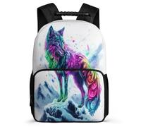 TPISLI Wolve Motif School Backpack for Kids and Teens School Years 1-4 Animal Wolf Pattern Bookbag 6-11 Years Kids, Padded Back 1680D Fabric Outdoor Day Trips