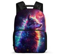 TPISLI Wolve Motif School Bag for Girls Boys Primary Age 6-11 Animal Wolf Pattern Bookbag for Boys Girls School Years 1-4, Sturdy Handle Padded Back Daily Essentials