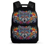 TPISLI Wolve Pattern Backpack for Girls Primary Years 4-6, Wolf Illustration Rucksack for Boys Girls, Lightweight School Bag, 1680D Fabric, Primary Classes, Daily Essentials