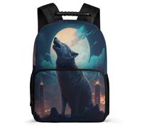 TPISLI Wolve Primary School Backpacks for Teen Boy Large Capacity Girls Casual Daypack Animal Wolf Rucksack 15.7inch School Bag Bookbag with Front Pocket