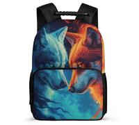 TPISLI Wolves Design Bookbag for Children School Years 2-5 Animal Wolf Backpack for Kids and Teens Year 2-5, Adjustable Straps Soft Felt Details Outdoor Day Trips