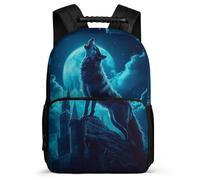 TPISLI Wolves Howling Design Rucksack for Boys School Years 1-4 Wolf Backpack School Years 2-5 Boys Girls, Lightweight Adjustable Straps Travel Daily Use