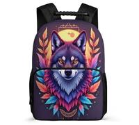 TPISLI Wolves Illustration School Backpack for Kids and Teens School Years 1-4 Wolf Bookbag Age 5-10 Students, Adjustable Straps 1680D Fabric Short Trips
