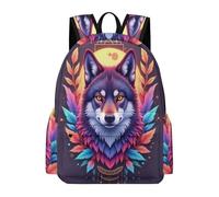 TPISLI Wolves Illustration School Bag for Boys Girls School Years 6-10 Backpack Wolf Rucksack for Year 7-10 Study, Practical Outdoor Rucksack for Outdoor Trips and Classes