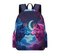 TPISLI Wolves Moon Bookbag Students Year 4 Moon Wolf Rucksack Girls School Years 4-8 Durable Cool 11.6 Inch Laptop Daypack Secondary School Hiking Travel Use