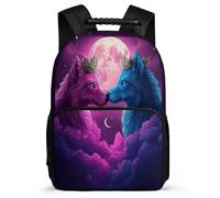 TPISLI Wolves Moon School Bag for Boys Girls Primary Classes Moon Wolf School Bag 7-11 Year Olds Students, Lightweight Soft Felt Details Outdoor Day Trips
