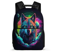 TPISLI Wolves Motif Backpack for Boys Girls Primary School Animal Wolf Rucksack Primary Age 6-11 Students, Sturdy Handle Adjustable Straps Back to School Gift