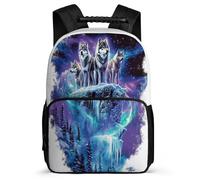TPISLI Wolves Motif Bookbag School Years 1-4 for Children Primary Age 6-11 Animal Wolf Backpack Children, Adjustable Straps Side Pockets Daily Essentials