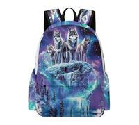 TPISLI Wolves Motif Daypack Kids School Years 5-9 Animal Wolf Backpack Girls Ages 9-13 Durable Cool 14 Inch Laptop Rucksack Secondary School Hiking Travel Use