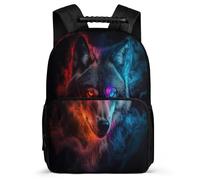TPISLI Wolves Motif Rucksack Junior School for Kids and Teens Primary Age 6-11 Animal Wolf Daypack Girls Boys, Adjustable Straps Durable Back to School Gift