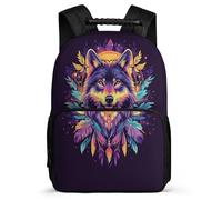 TPISLI Wolves Motif School Backpack for Children Year 3-6 Animal Wolf School Bag Ages 6-10 Boys Girls, Soft Felt Details Sturdy Handle Travel Daily Use