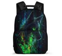 TPISLI Wolves Pattern Bookbag for Children School Years 2-5 Animal Wolf Backpack for Boys Primary School, Soft Felt Details 1680D Fabric Outdoor Day Trips