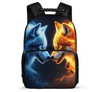 TPISLI Wolves Pattern Bookbag for Girls 8-12 Years Animal Wolf School Bag for Kids and Teens School Years 1-4, Sturdy Handle Soft Felt Details Travel Daily Use
