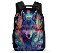 TPISLI Wolves Pattern School Bag Primary Classes for Children School Years 2-5 Animal Wolf Rucksack Girls Boys, Sturdy Handle Lightweight Daily Essentials