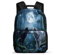 TPISLI Wolves Pattern School Bag School Years 1-4 for Boys Girls Primary Age 6-11 Animal Wolf Daypack Boys, Soft Felt Details Padded Back Daily Essentials