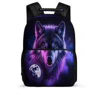 TPISLI Wolves Print Backpack Primary School for Kids and Teens School Years 2-5 Animal Wolf Backpack Girls Boys, Adjustable Straps Durable Birthday Gift