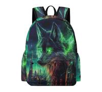 TPISLI Wolves Print Bookbag Girls 10 Year Olds Animal Wolf Book Bag Teens Year 9 Modern Trendy 15.6 Inch Laptop Rucksack Primary to Secondary Travel Gift Everyday Use