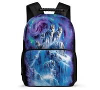 TPISLI Wolves Print Daypack for Girls Boys Junior School Animal Wolf Bookbag Primary Age 6-11 Boys Girls, Padded Back Soft Felt Details Outdoor Day Trips