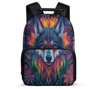 TPISLI Wolves Print School Backpack for Girls Boys Primary Classes Animal Wolf Design Bookbag Age 5-10 Boys Girls, Side Pockets Adjustable Straps Travel Daily Use