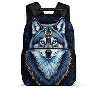 TPISLI Wolves Print School Backpack for Girls Primary Classes Animal Wolf Bookbag Primary Age 6-11 Girls Boys, Adjustable Straps Sturdy Handle Back to School Gift