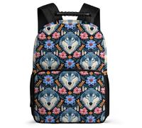TPISLI Wolves Print School Backpack for Kids and Teens School Years 1-4 Flowers Wolf Bookbag Age 5-10 Students, Adjustable Straps 1680D Fabric Short Trips
