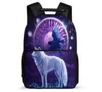 TPISLI Wolves Print School Backpack Primary School for Girls Boys 6-11 Years Animal Wolf Daypack Girls Boys, 1680D Fabric Adjustable Straps Short Trips