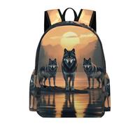 TPISLI Wolves Print School Bag Teens 12-16 Year Olds Animal Wolf Rucksack Boys Year 9 Durable Lightweight 13.3 Inch Laptop School Bag Primary to Secondary Travel Gift