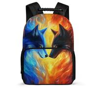 TPISLI Wolves Rucksack for Kids and Teens 7-11 Year Olds Animal Wolf Backpack for Boys Girls Junior School, Sturdy Handle 1680D Fabric Short Trips