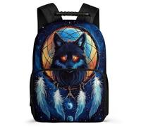 TPISLI Wolves School Bag for Kids and Teens Primary Age 6-11 Animal Wolf Rucksack for Girls Boys Year 3-6, Soft Felt Details Side Pockets School Travel