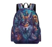 TPISLI Wolves Tiger School Bag Boys Girls 8-14 Backpack Animal Wolf Rucksack for Study Days, Practical Outdoor Rucksack for Study Days and Travel and Everyday Lessons