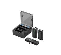TPKKNGE Professional Wireless Lavalier Microphone for iPhone 15 and Android with Charging Case-2 Pack Lapel Mic Plug-Play, Auto-Sync and Noise Reduction for Video Recording, Interview