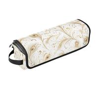 tplaotee 2-in-1 Curling Iron Travel Case with Heat Resistant Mat Double-Layer Travel Carrying Case for Flat Irons, Straighteners, Curling Irons, Peacock Dark Academia White and Gold_4 Portable,