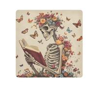tplaotee a skeleton reading with flowers and butterflies Protective Cosmetic Bag Cloth Travel Organizer Wrap Camera Lens Cloth Wrapper For Organization Size 21.7x21.7in