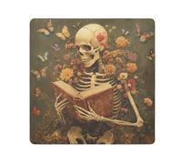tplaotee a skeleton reading with flowers and butterflies Protective Makeup Travel Case Cloth Jewelry Organizer Wrap Camera Lens Cloth Wrapper Makeup For Women Size 21.7x21.7in