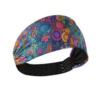 tplaotee Abstract Flower Pattern Colorful Oil Painting Non-Slip? gym headband Stretchy sweat bands for head for Daily use Gym Volleyball tennis