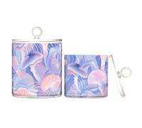 tplaotee Abstract Mushrooms Digital Illustration Blue Pink White Clear Plastic Candy Organizer Storage with lid Pantry Essentials Decorstorage bin for Cotton Swabs,Cotton Pads,Floss Picks 2 Pack