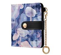 tplaotee Abstract Mushrooms Digital Illustration Blue Pink White Ladies Lightweight Foldable Wallet Cute Minimalist PU Leather Wallet for Men Women Travel