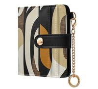 tplaotee Abstract Pattern Of Stripes Brown Black Ladies Bifold Wallet Convenient PU Leather Folding Wallet for Women Boys Girls