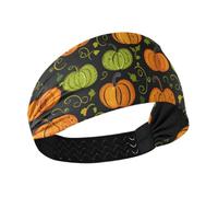 tplaotee Abstract Pumpkin Patterns Orange and Green Cooling sport headbands for women Stretchy sweatband for Daily use Yoga Volleyball basketball