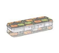 tplaotee Abstract Pumpkin Patterns Orange and Green Designed Plastic Box For Pencils Double Layer Boxes Pens Case For Craft Art With Snap And Lid