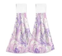 tplaotee Abstract Watercolor Feather Lilac Purple Light Pink Hand Towels with Hook Loop 2 Pcs Microfiber Towel Hand Dish Rags